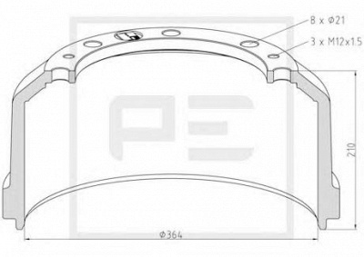 PE AUTOMOTIVE 01647200a -  Тормозной барабан